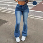 Women's High-Waisted Bootcut Jeans with Shaping Waistband and Slight Flare Fashion Glam
