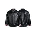 Men's faux leather blouson with check lining, zipper and elastic hem Fashion Glam