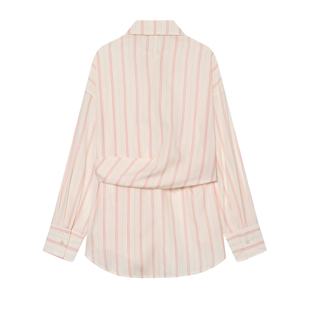 Women's Striped Shirt Blouse with Waist Knot Detail Fashion Glam