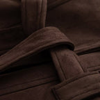 Ladies short coat in kimono style made of velour look with wide shawl collar and waist belt Fashion Glam