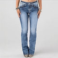 Women mid-rise bootcut jeans with vintage wash, light stretch and five-pocket design Fashion Glam