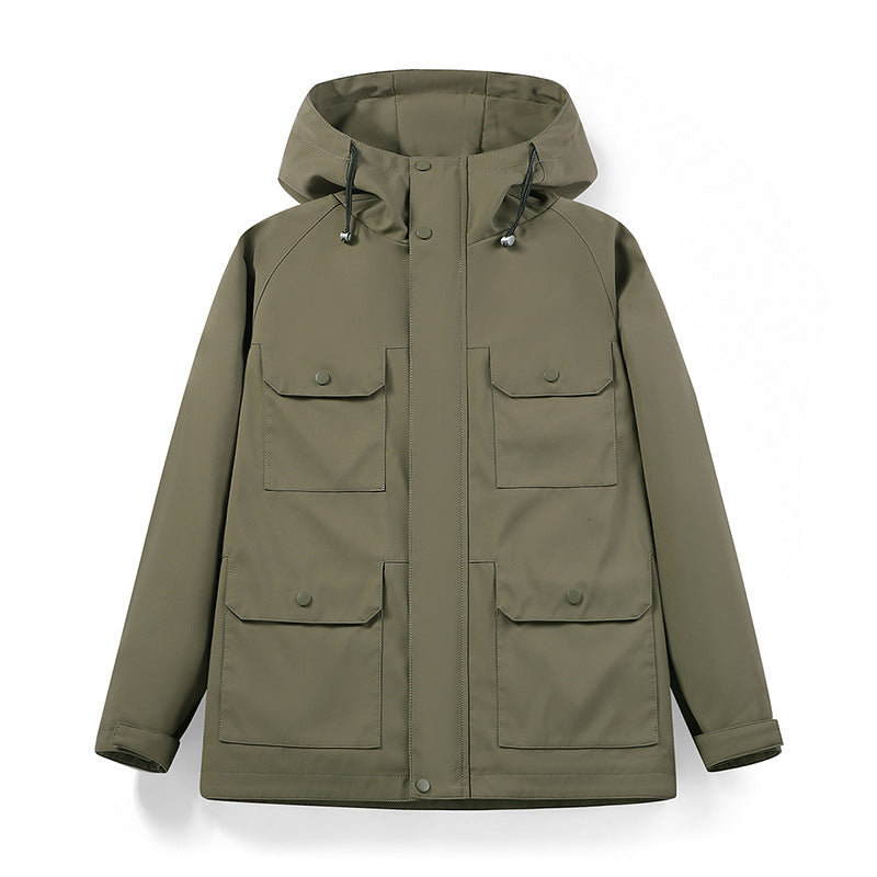 Men's water-repellent field jacket with hood and multifunctional pockets Fashion Glam