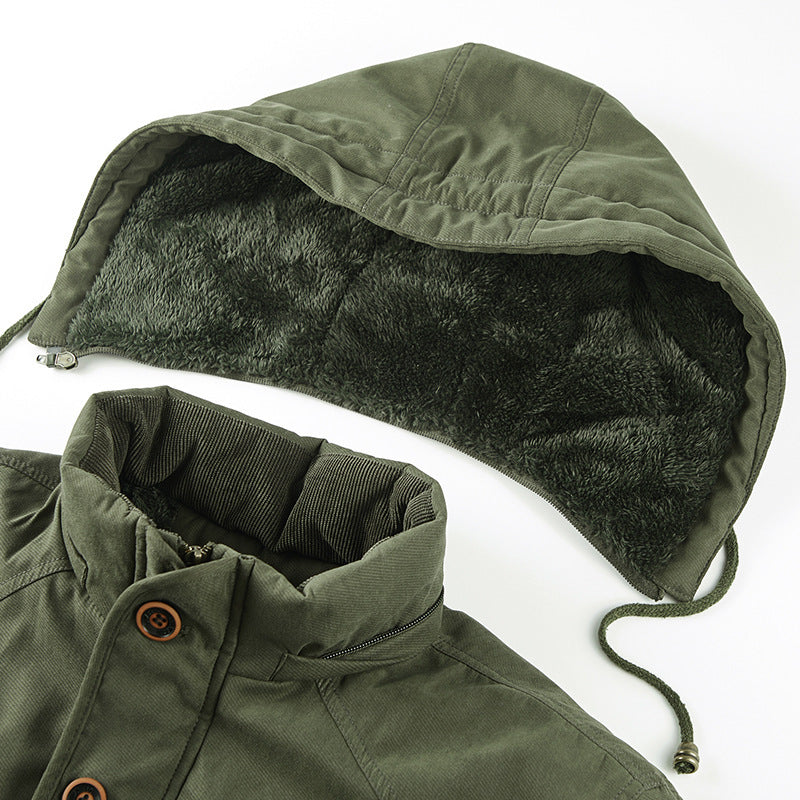 Men's insulated hooded parka with thermo teddy lining, windproof cotton blend outer shell, and multiple pockets Fashion Glam