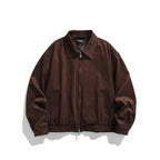Men's short bomber-style jacket made of microfiber suede with zipper Fashion Glam