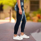 Women's high-waisted ripped skinny jeans with sculpting comfort waistband Fashion Glam