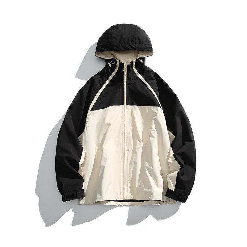 Unisex Lightweight two-tone wind and rain jacket with hood, water-repellent shell and adjustable hem Fashion Glam