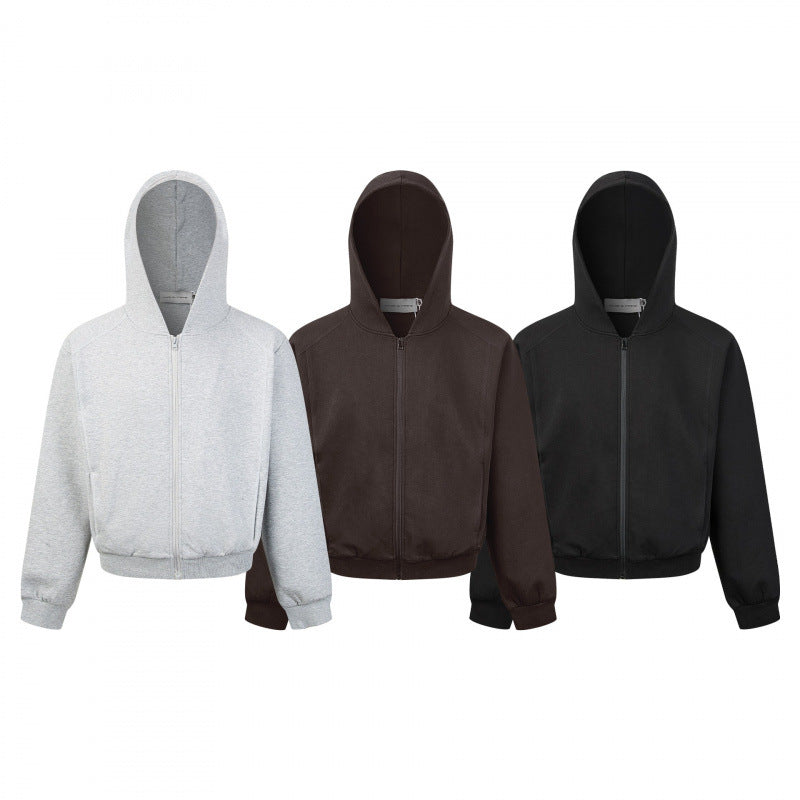 Unisex Short cut hooded zip jacket made of heavy French terry with elastic hem and raglan sleeves Fashion Glam