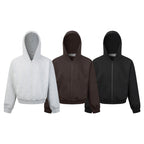 Unisex Short cut hooded zip jacket made of heavy French terry with elastic hem and raglan sleeves Fashion Glam