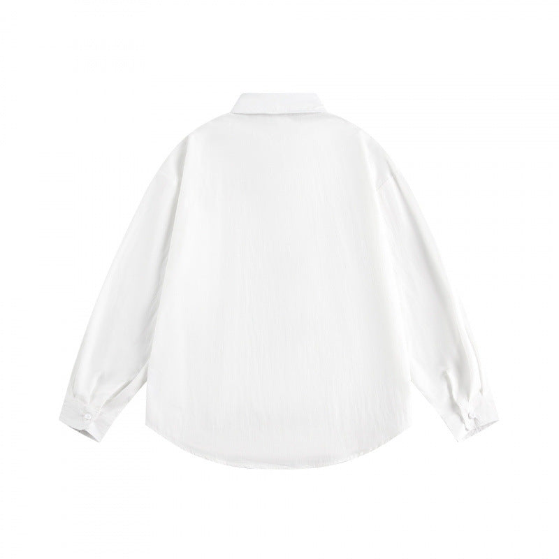 Unisex Oversize Lightweight Structured Cotton Shirt with Chest Pocket and Rounded Hem Fashion Glam
