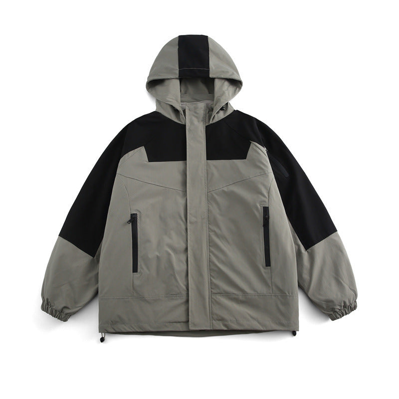 Unisex Boxy-Technical Hooded Jacket with Raglan Sleeves, Water-Repellent Shell and Drawstring Hem Fashion Glam