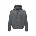 Unisex thick knit hoodie cardigan with continuous button placket and ribbed cuffs Fashion Glam