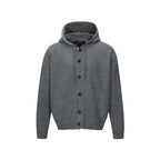 Unisex thick knit hoodie cardigan with continuous button placket and ribbed cuffs Fashion Glam