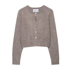 Ladies Cropped Raglan Cardigan with Pearl Buttons and Wide Ribbed Hem Fashion Glam