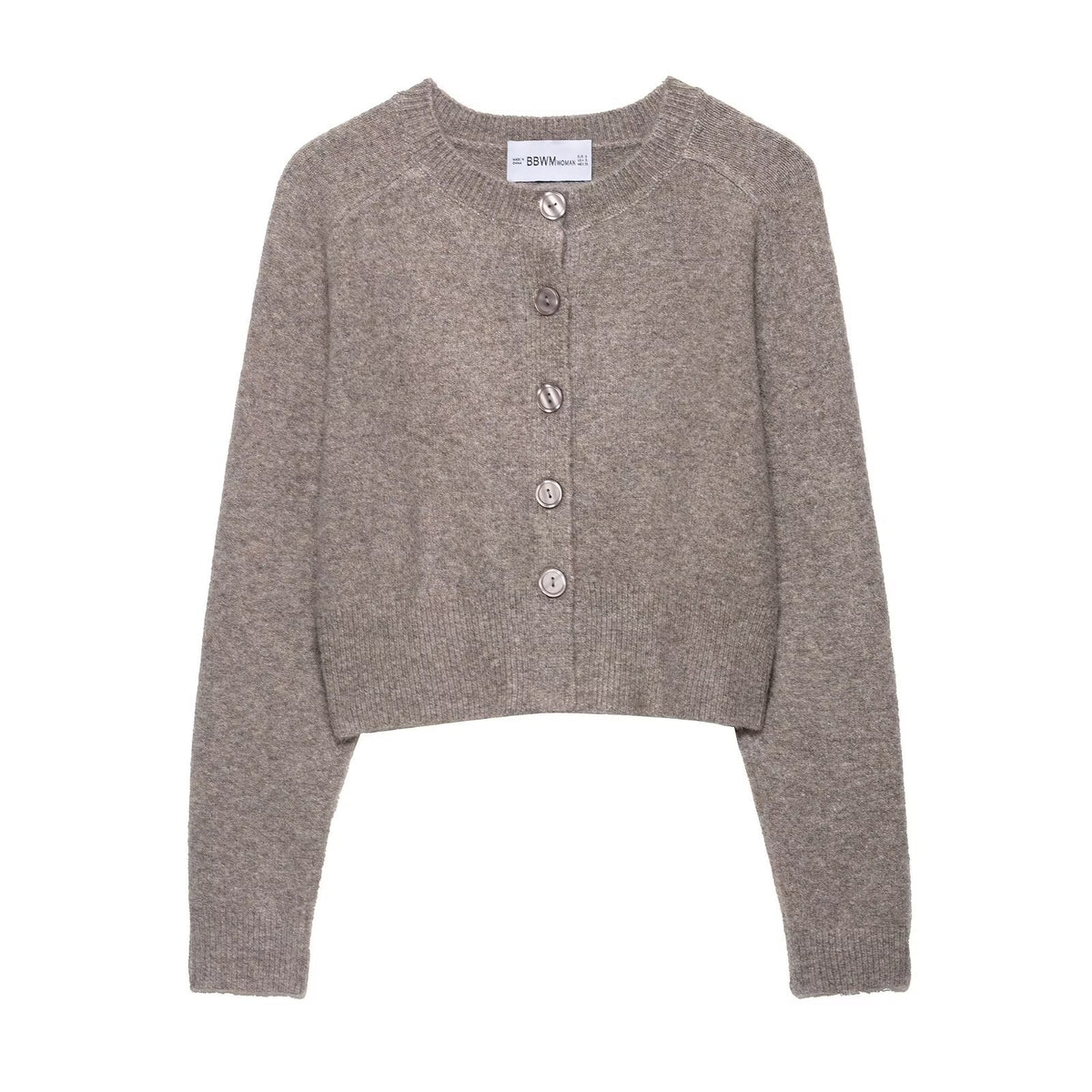 Ladies Cropped Raglan Cardigan with Pearl Buttons and Wide Ribbed Hem Fashion Glam