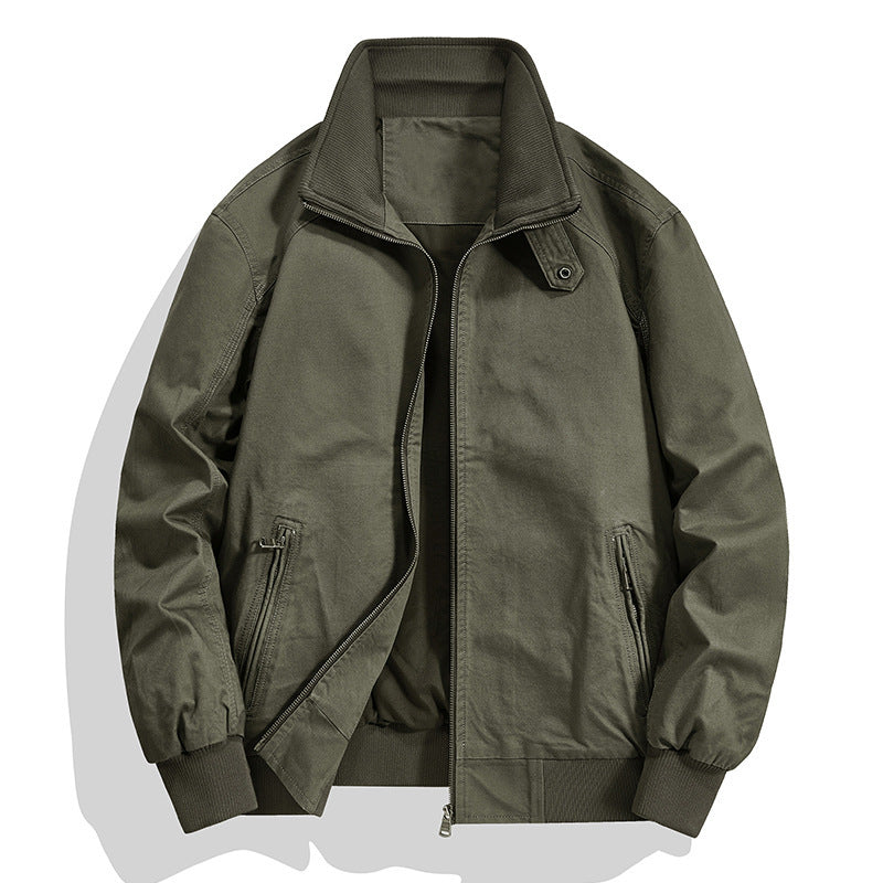 Men's cotton canvas blouson with ribbed cuffs and stand-up collar Fashion Glam