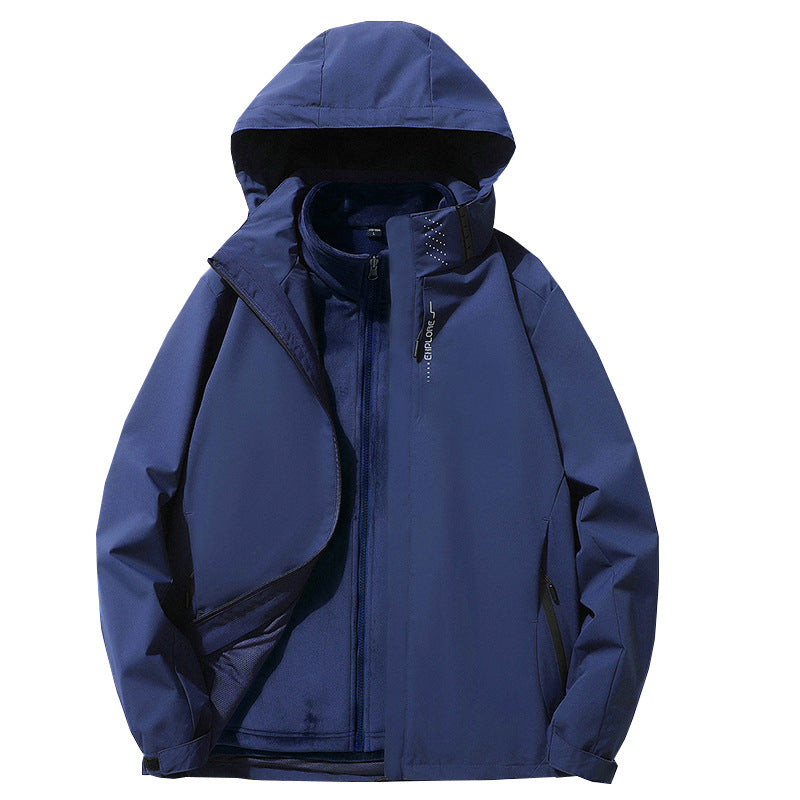 Men's three-layer waterproof outdoor softshell jacket with detachable fleece inner jacket Fashion Glam