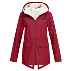 Women's waterproof and padded rain jacket with adjustable hood collar Fashion Glam