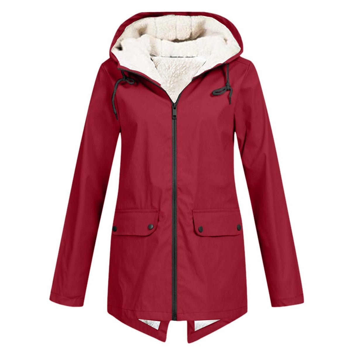 Women's waterproof and padded rain jacket with adjustable hood collar Fashion Glam