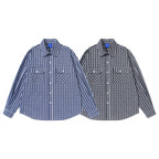 Men's loose-fitting checkered shirt with double breast pockets Fashion Glam