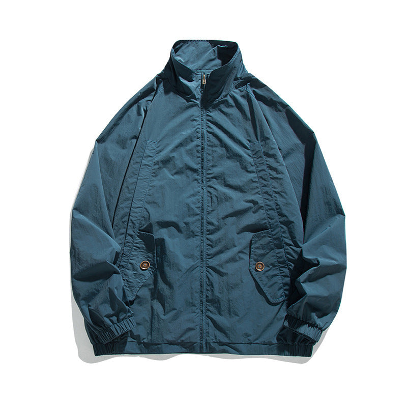 Men's Lightweight Oversized Field Jacket made of technical nylon with stand-up collar, concealed zipper, and flap pockets Fashion Glam