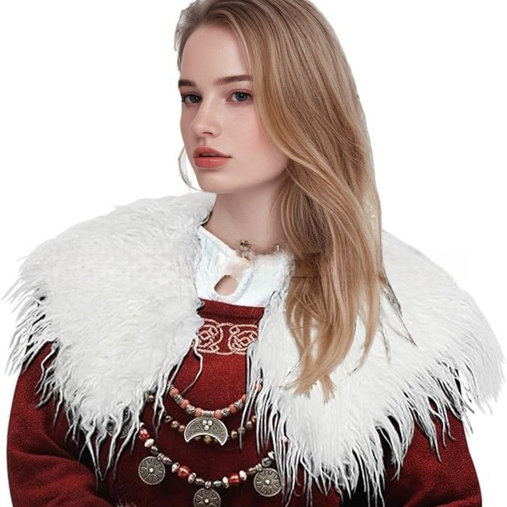 Ladies feather-trimmed shoulder stole in capelet style with soft faux fur collar Fashion Glam