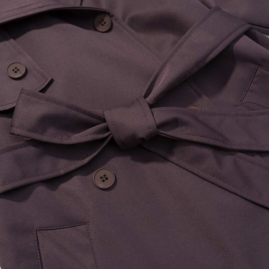 Women Longer tailored trench coat with double button placket, epaulettes and tie belt Fashion Glam