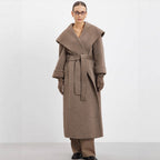 Women Oversize Wool Blend Cocoon Coat with Extra Wide Shawl Collar and Straight Cut Fashion Glam