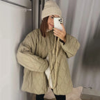 Women’s Oversized Padded Jacket in Cocoon Cut with Press Stud Closure Fashion Glam