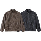 Men's short jacket made of suede-look material with stand-up collar, raglan sleeves, and elastic hem Fashion Glam