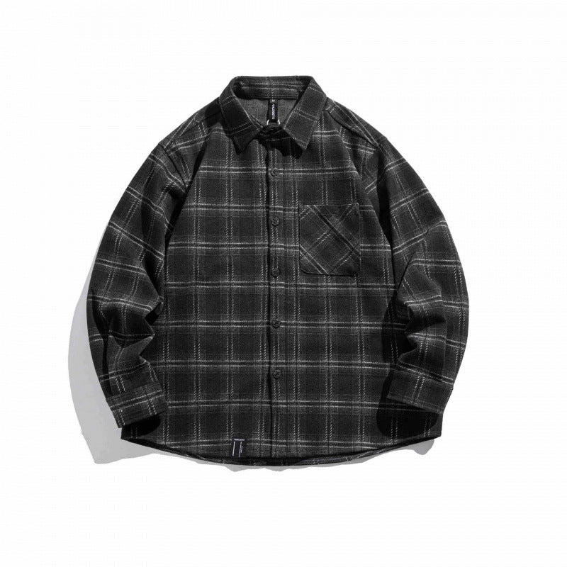 Men's Relaxed-Fit Flannel Lumberjack Shirt with Chest Pocket and Curved Hem Fashion Glam
