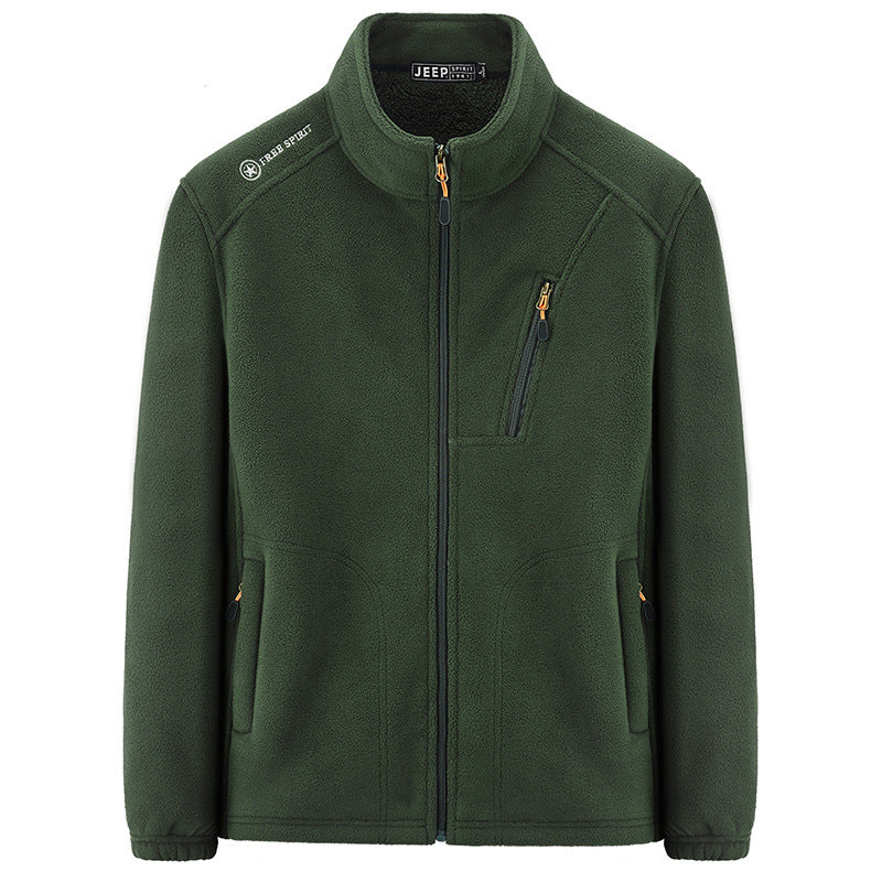 Men's thermal fleece jacket with Sherpa lining, stand-up collar and zippered pockets Fashion Glam