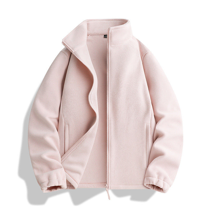 Unisex fleece jacket with standing collar, full-length zipper and elastic cuffs Fashion Glam