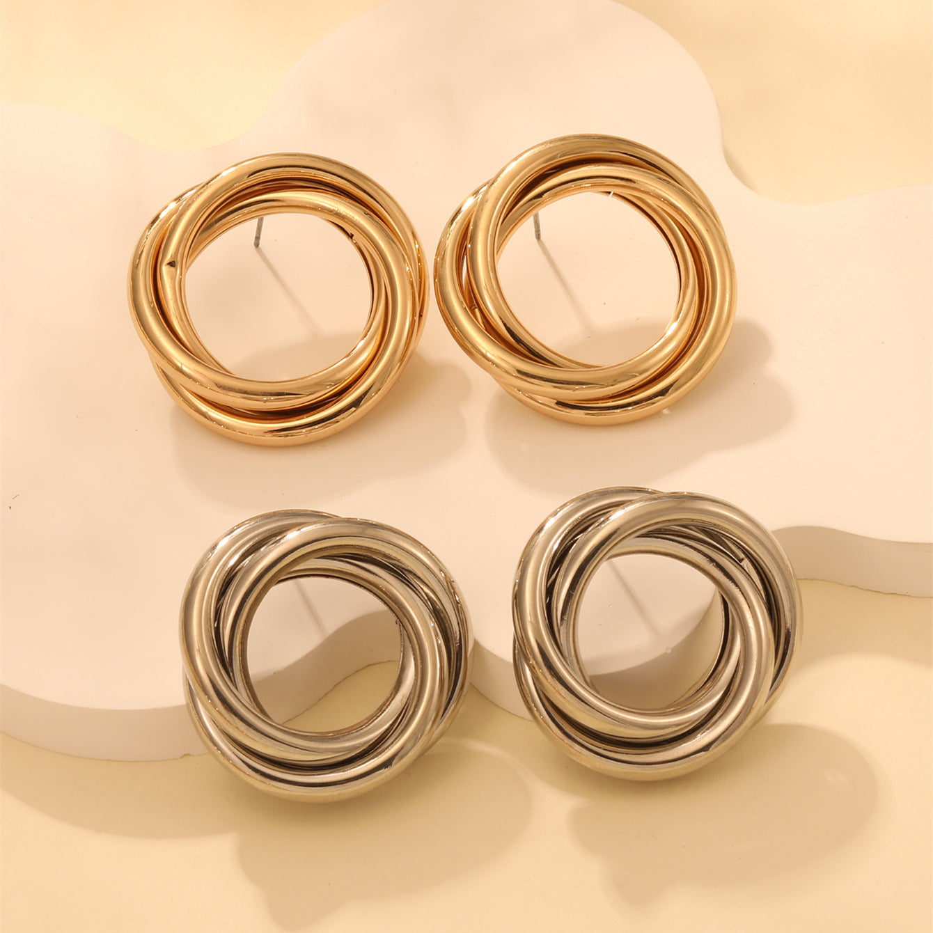 Women's Hanging Earrings with Elegant, Curved Ring Design Fashion Glam