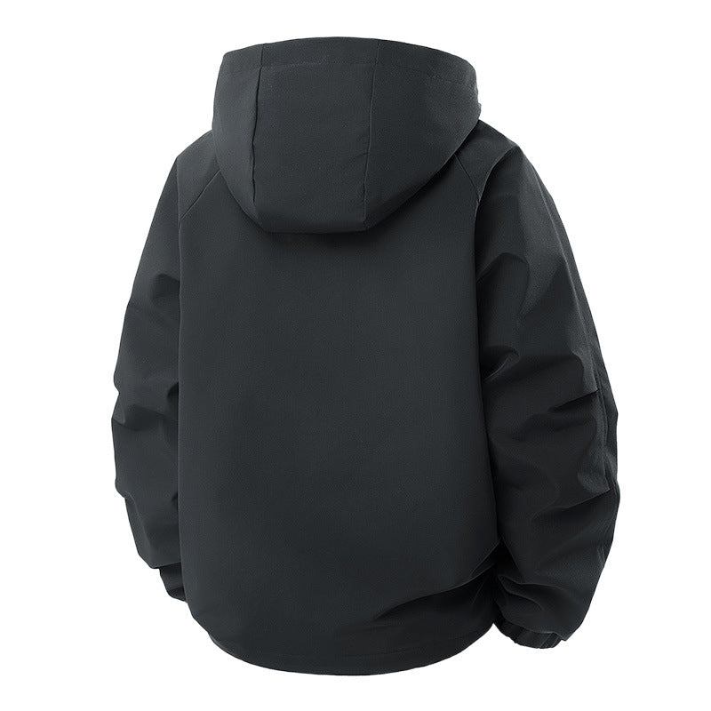 Men's Minimalist Tech Softshell Parka with Hood, Concealed Zipper and Cargo Chest Pockets Fashion Glam