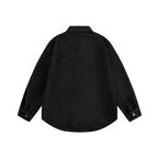 Unisex Oversized Velvet Shirt Jacket with Chest Pocket and Continuous Button Placket Fashion Glam