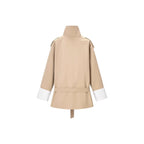 Ladies short trench coat in modern bonded look with high stand-up collar, shoulder tabs and contrast cuffs Fashion Glam