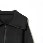 Women's Cropped Structured Jacket in Neoprene Look with Wide Shawl Collar Fashion Glam