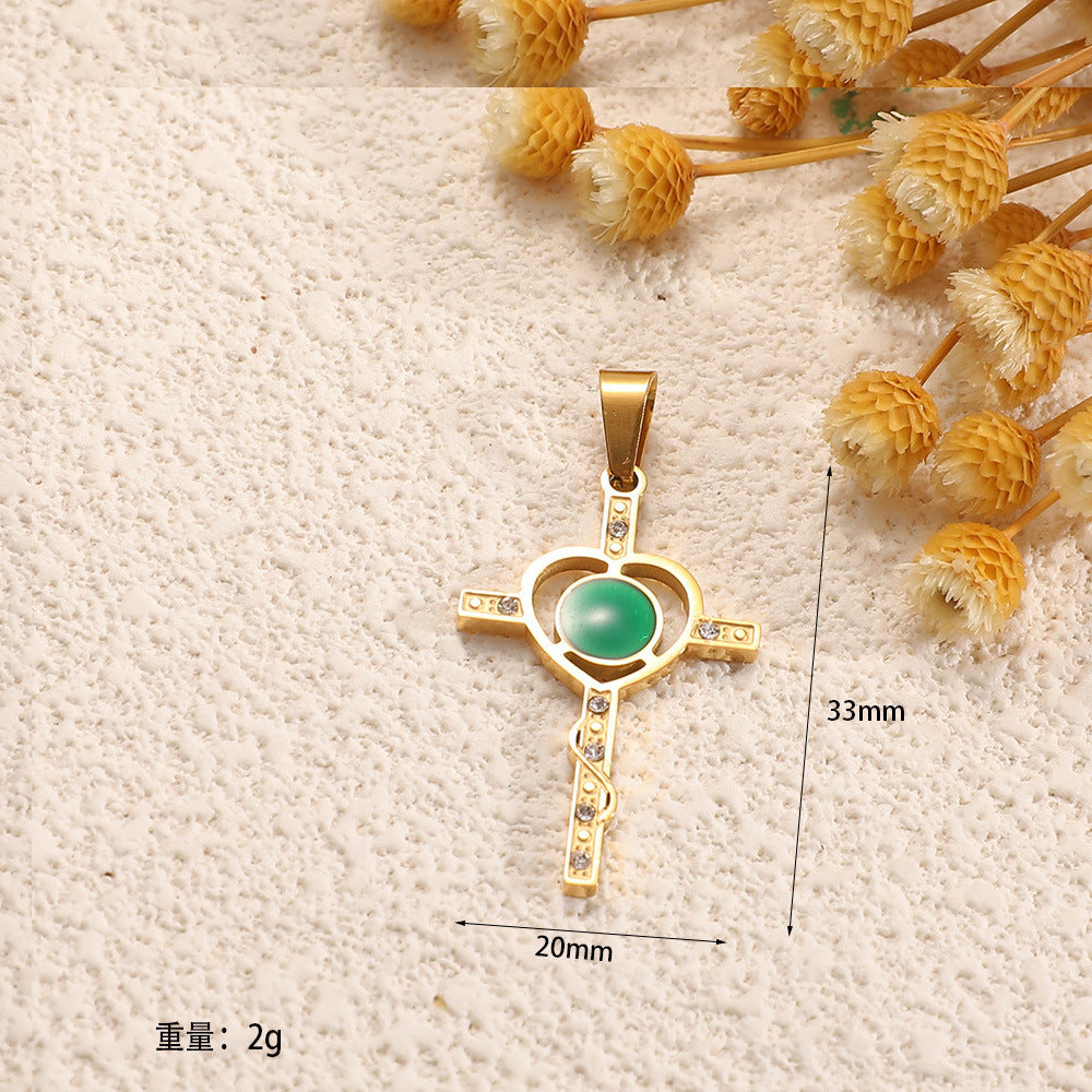 Ladies cross pendant with heart-shaped design and sparkling accents Fashion Glam