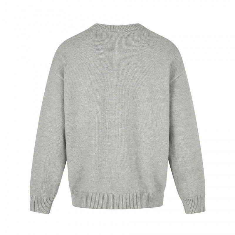 Unisex Boxy Knit Cardigan with Round Neckline and Full Button Placket Fashion Glam