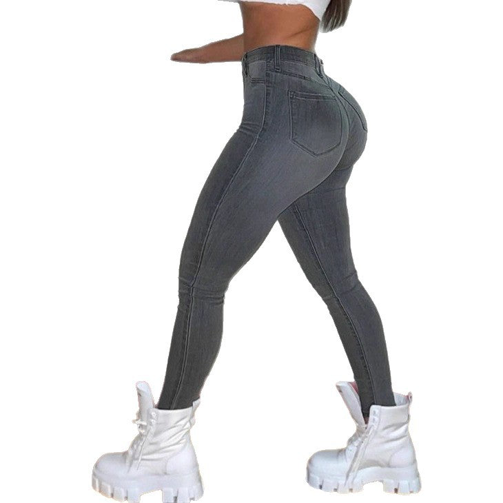 Women high-waisted fitted jeans with shaping hip lift and slimming cut Fashion Glam