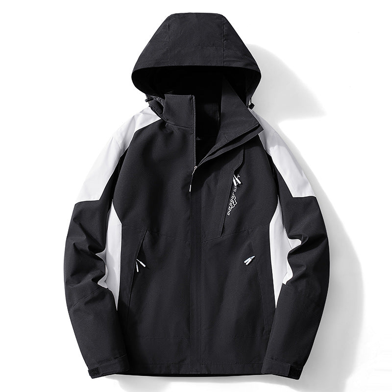Men's Colorblock Softshell Trekker Jacket with Hood, Concealed Zippers and Side Pockets Fashion Glam