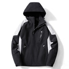 Men's Colorblock Softshell Trekker Jacket with Hood, Concealed Zippers and Side Pockets Fashion Glam