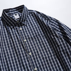 Men's Oversized Check Shirt with Full Button Placket, Chest Pocket, and Rounded Hem Fashion Glam