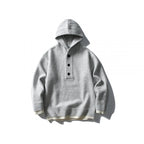 Unisex knitted hoodie with half placket, ribbed hem and double-layer finish Fashion Glam