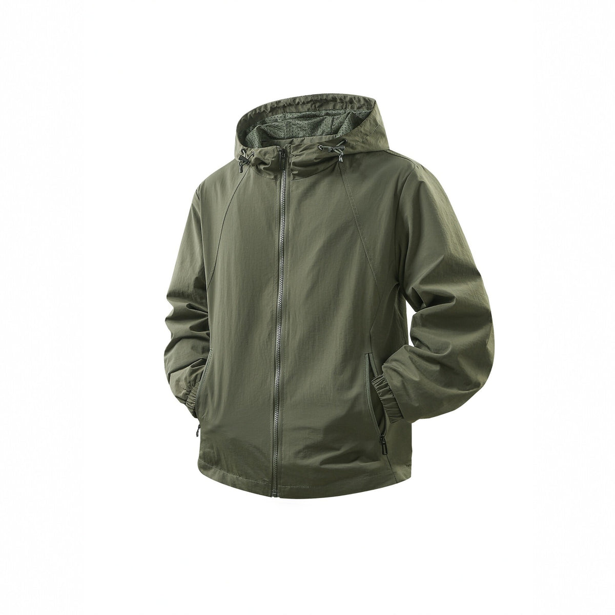 Men's Lightweight Breathable Hooded Windbreaker with Mesh Lining and Zipper Pockets Fashion Glam