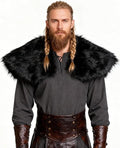 Men's shoulder cape in Viking/LARP style made of high-quality faux fur with a wide lapel collar Fashion Glam