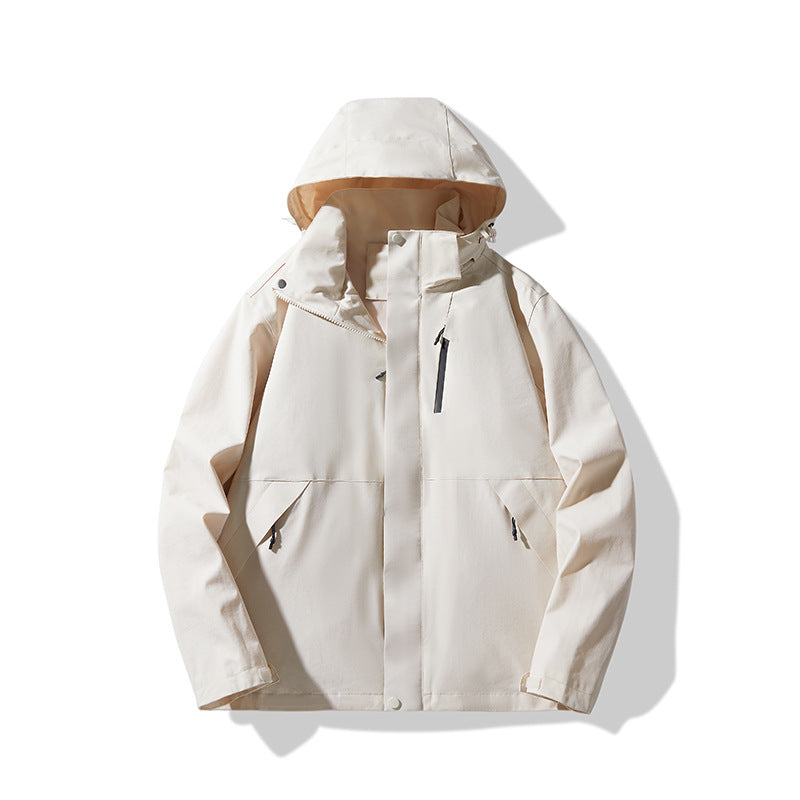Men's Technical Waterproof Hooded Shell Jacket in Minimalist Urban Look Fashion Glam