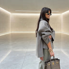 Ladies oversized jacket with V-neck, raglan sleeves, and side pockets Fashion Glam