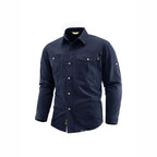 Men's Canvas Overshirt in Field Style with Chest Flaps and Full Button Placket Fashion Glam