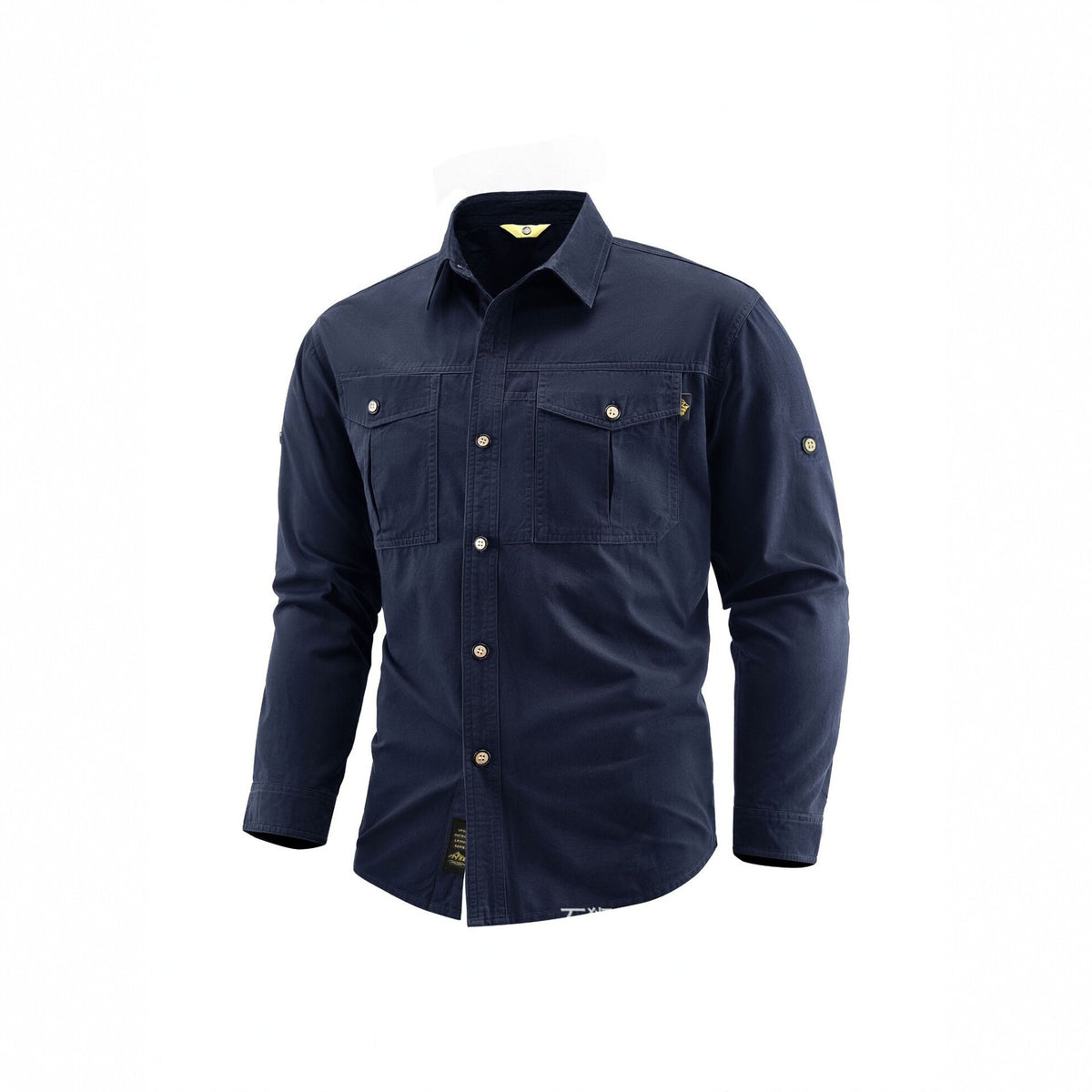 Men's Canvas Overshirt in Field Style with Chest Flaps and Full Button Placket Fashion Glam